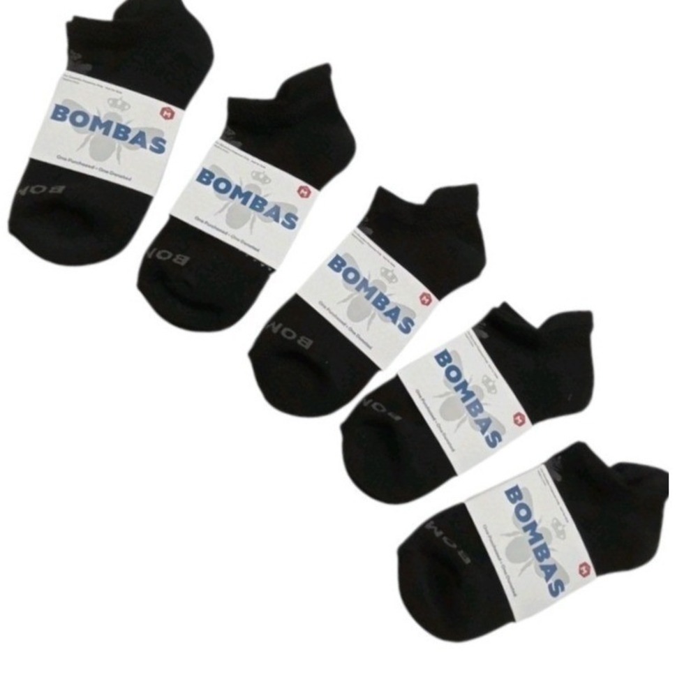 Bombas Ankle Socks Women Medium Black 5 Pair Honeycomb Arch‎ Support Athletic